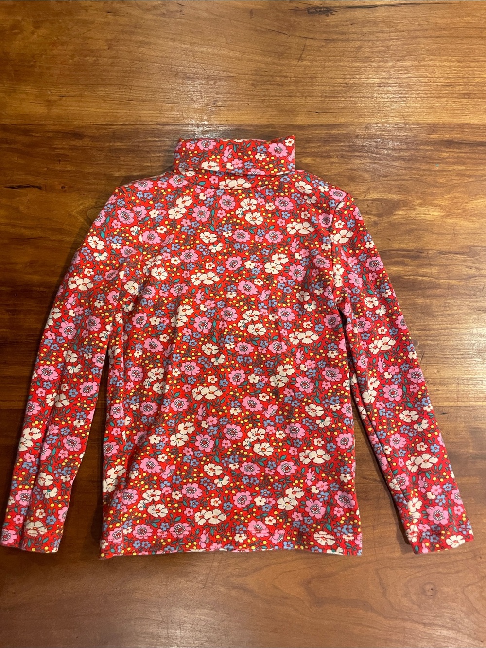 Mini Boden red floral turtleneck top size 3-4 years